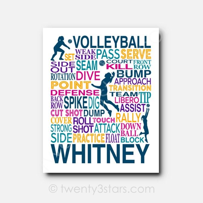 Volleyball Team Typography Wall Art