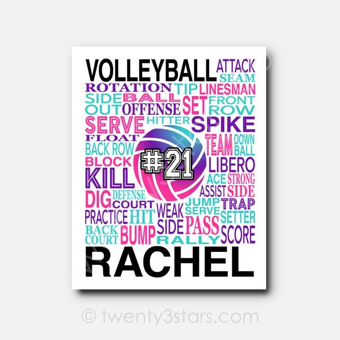 Volleyball Typography Wall Art Volleyball Typography Wall Art