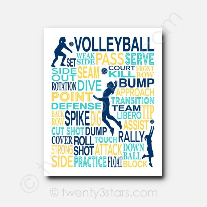 Volleyball Setter Typography Wall Art