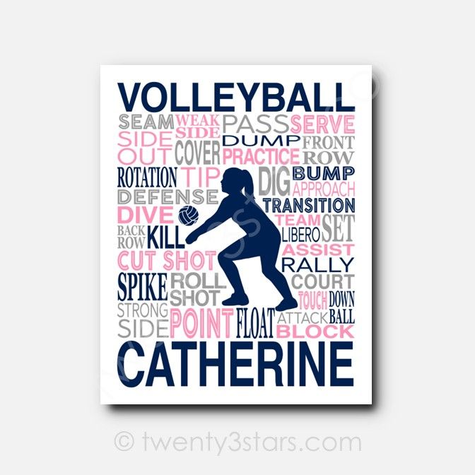 Volleyball Bump Typography Wall Art