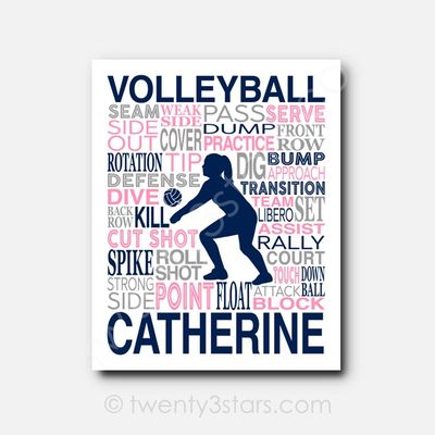 Volleyball Bump Typography Wall Art