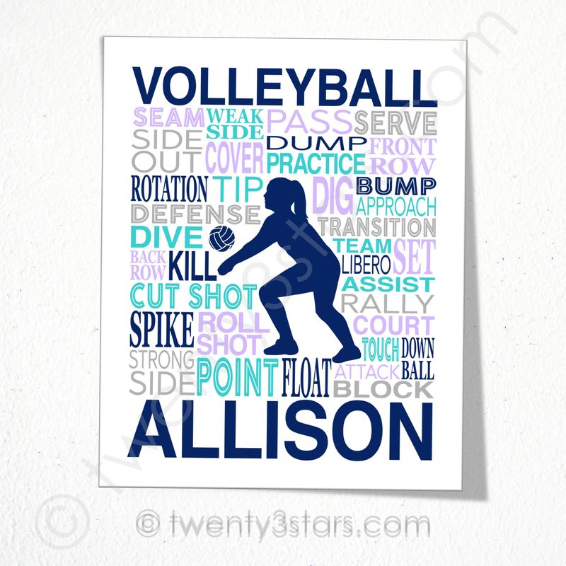 Volleyball Bump Typography Wall Art