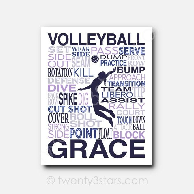 Volleyball Hitter Typography Wall Art