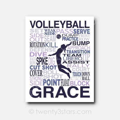 Volleyball Hitter Typography Wall Art Volleyball Hitter Typography Wall Art