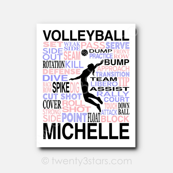 Volleyball Hitter Typography Wall Art