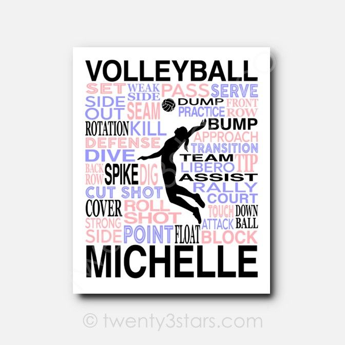 Volleyball Hitter Typography Wall Art