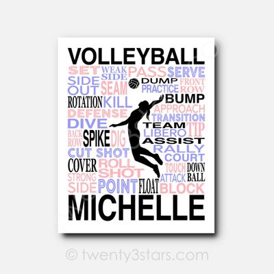 Volleyball Hitter Typography Wall Art