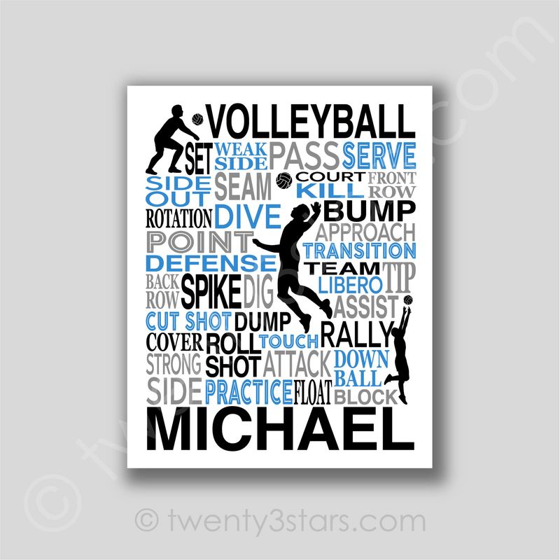 Men's Volleyball Team Typography Wall Art