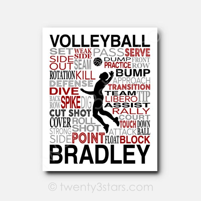 Boy's Volleyball Typography Wall Art Boy's Volleyball Typography Wall Art