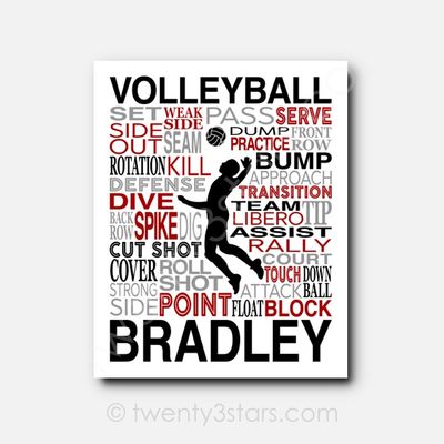 Boy's Volleyball Typography Wall Art Boy's Volleyball Typography Wall Art