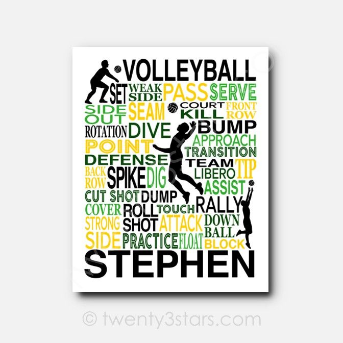 Boy's Volleyball Typography Wall Art