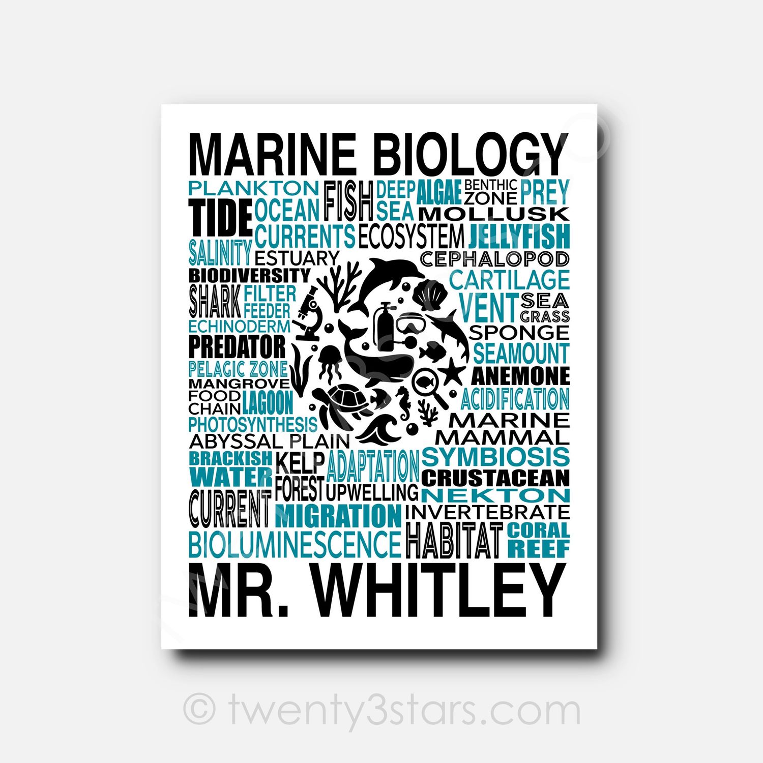 Marine Biology Typography Wall Art Marine Biology Typography Wall Art