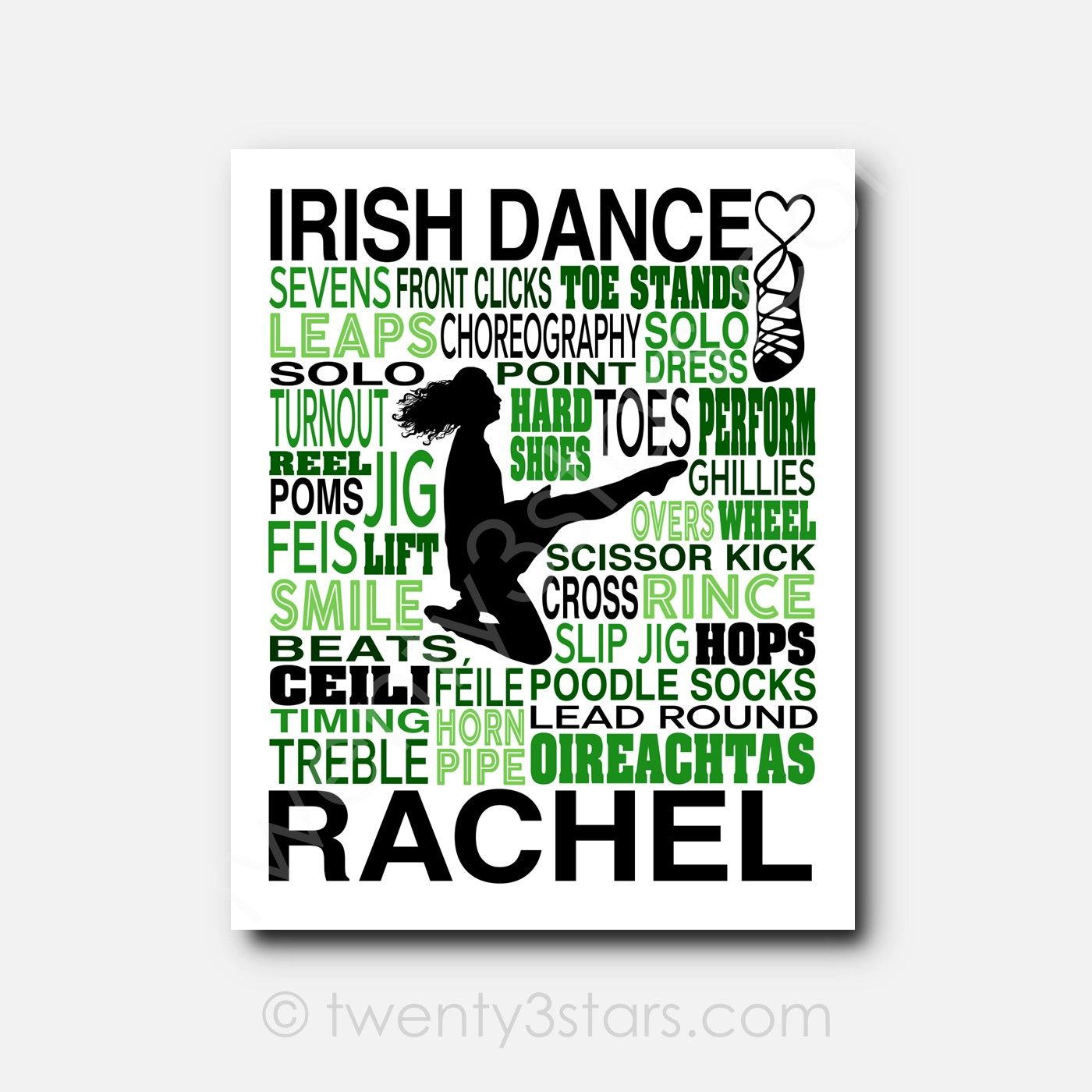 Irish Dance Typography Wall Art Irish Dance Typography Wall Art
