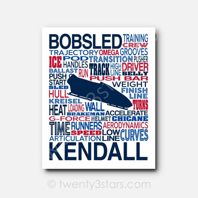 Bobsled Typography Wall Art Bobsled Typography Wall Art