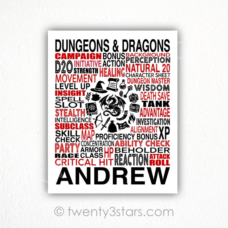 Dungeons & Dragons Typography Wall Art