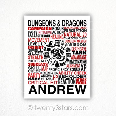 Dungeons & Dragons Typography Wall Art
