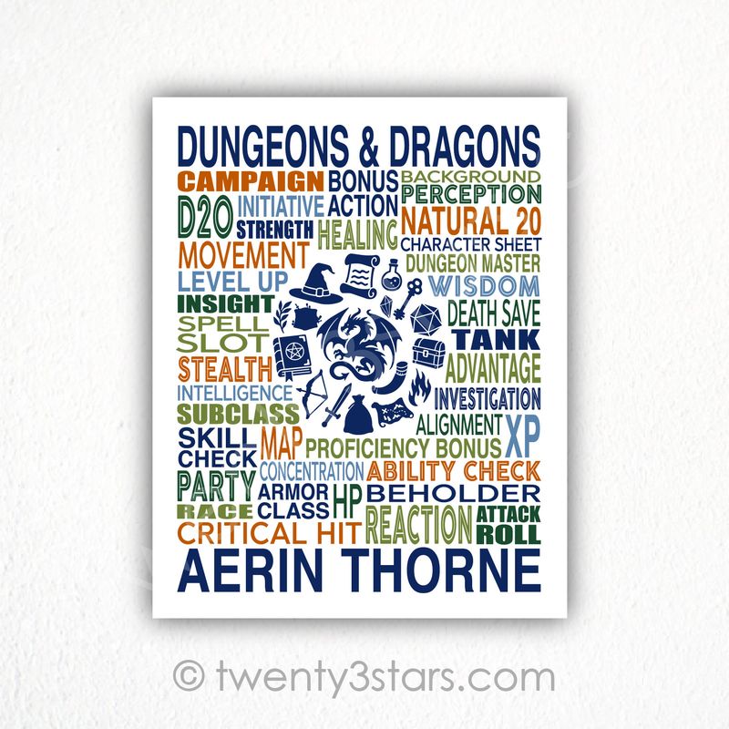 Dungeons & Dragons Typography Wall Art