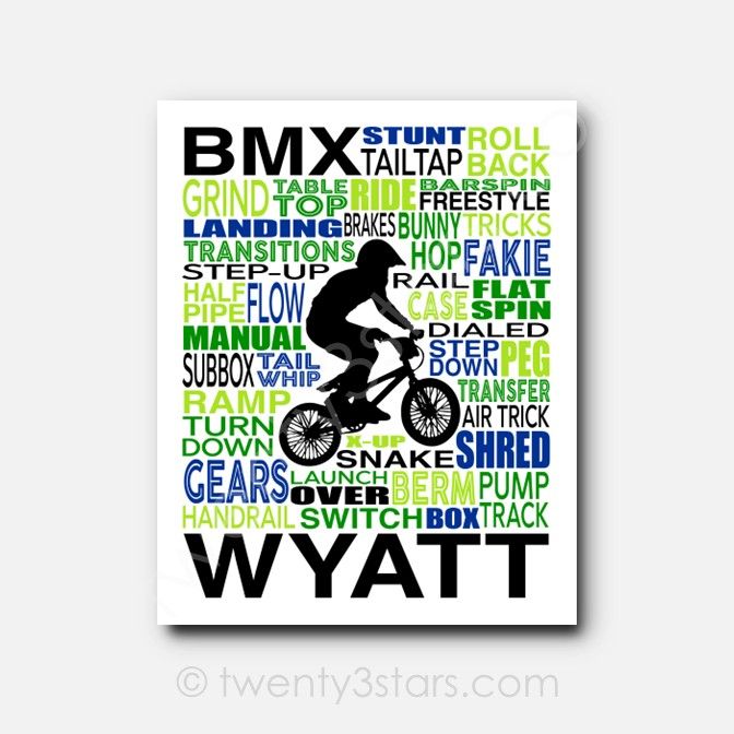 BMX Bike Typography Wall Art BMX Bike Typography Wall Art