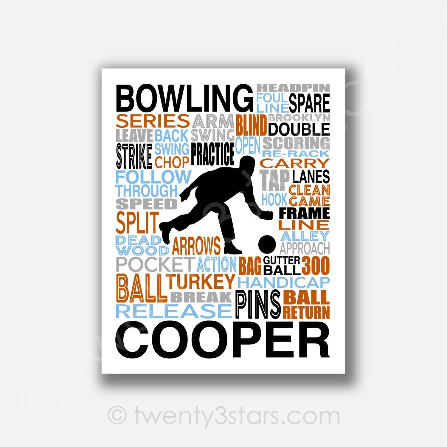 Bowling Typography Wall Art