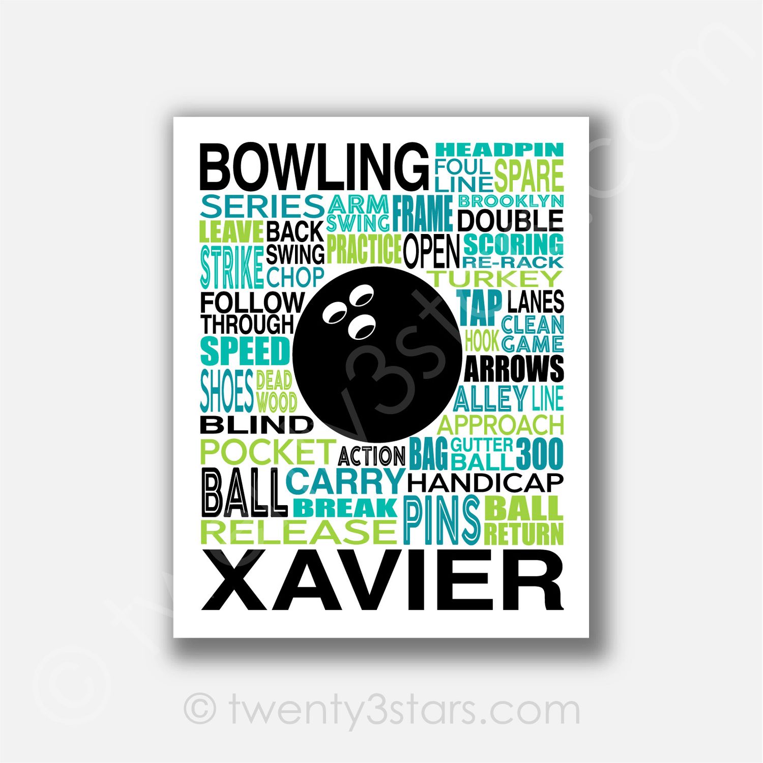 Bowling Ball Typography Wall Art