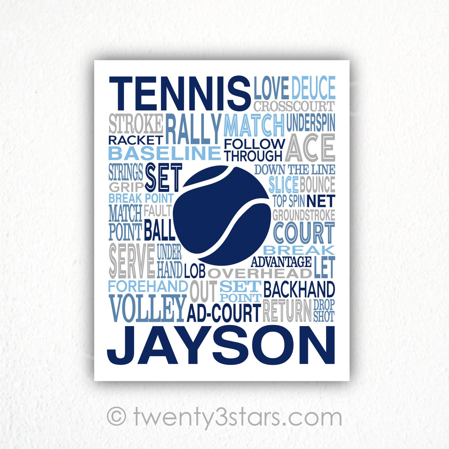 Tennis Ball Typography Wall Art Tennis Ball Typography Wall Art