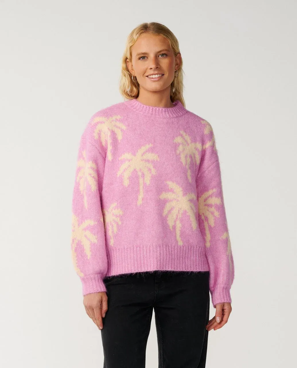 Retro Swell Palm Jacquard Crew