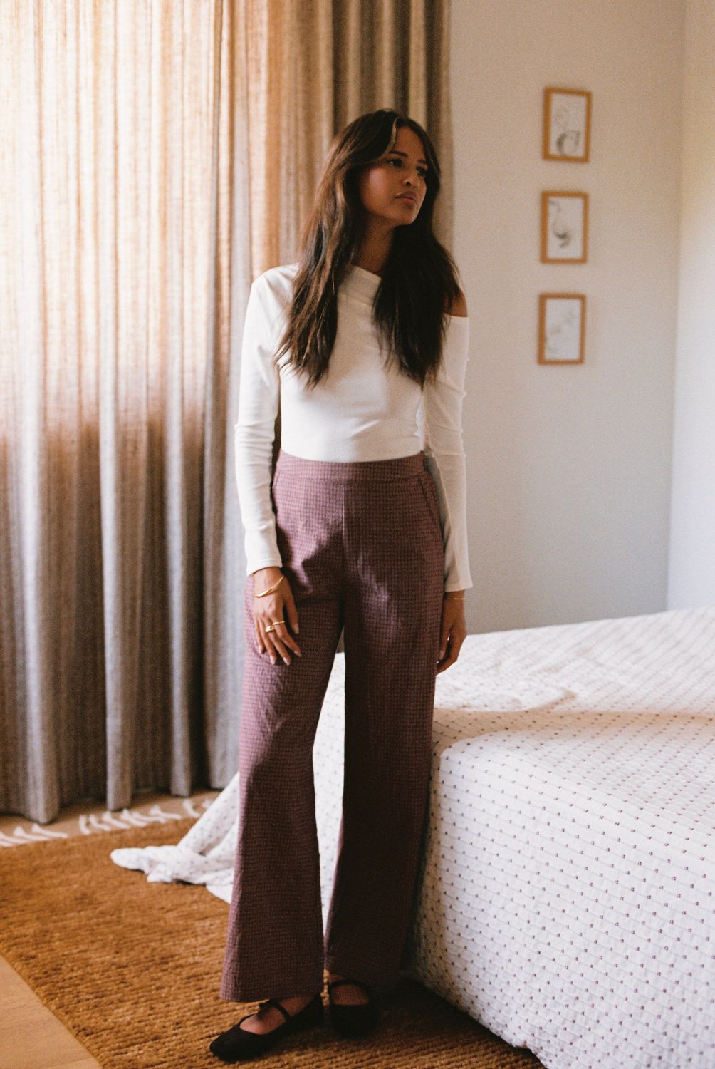 Lucy check wide leg pant