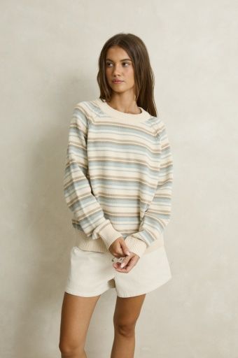 Distant shores striped sweater, Colour: Baby Blue, Size: XS