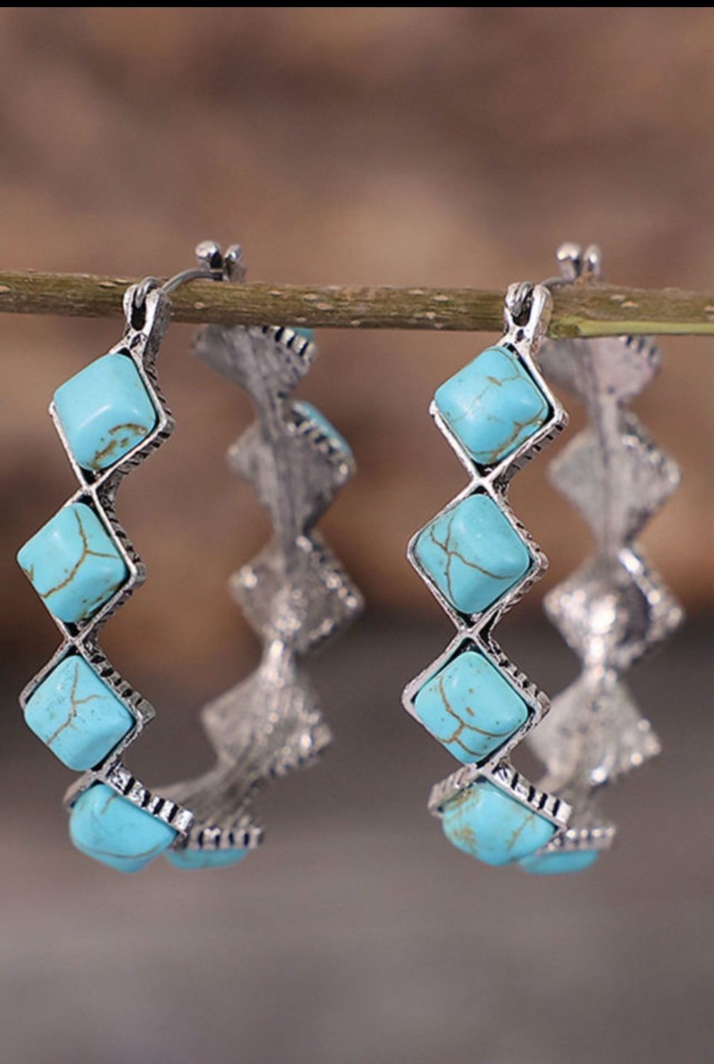 Blue Gem Inlay Retro C-shape