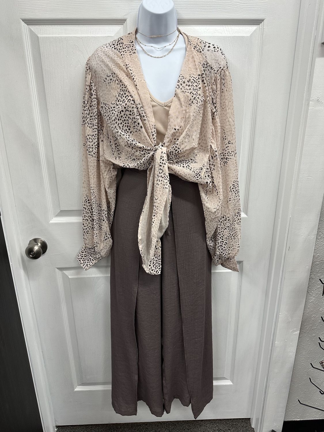 Plus Print Front Tie Kimono