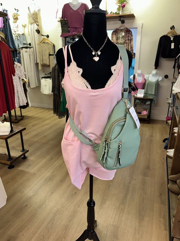 Scoop Neck Spaghetti Straps Loose Fit Solid Romper