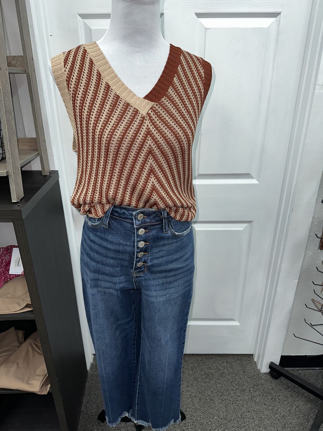 Chevron V Neck Sweater Vest