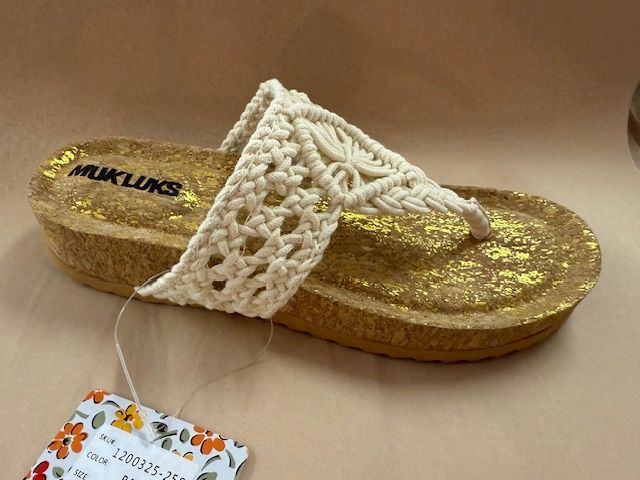 MukLuk Beige Crochet Sandals