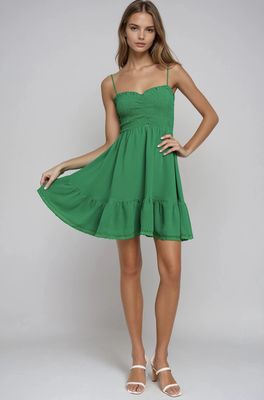 Kelly Green Smocked Mini Dress