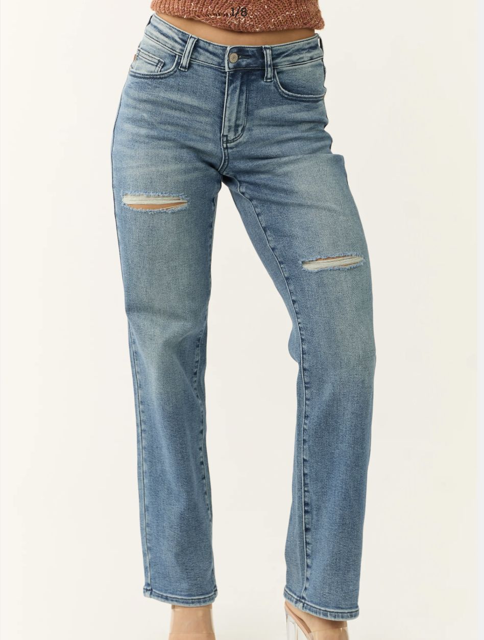 Judy Blue Mid Rise Destroyed Dad Jeans