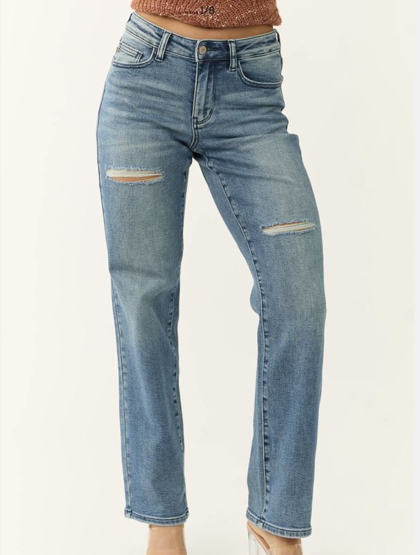 Judy Blue Mid Rise Destroyed Dad Jeans