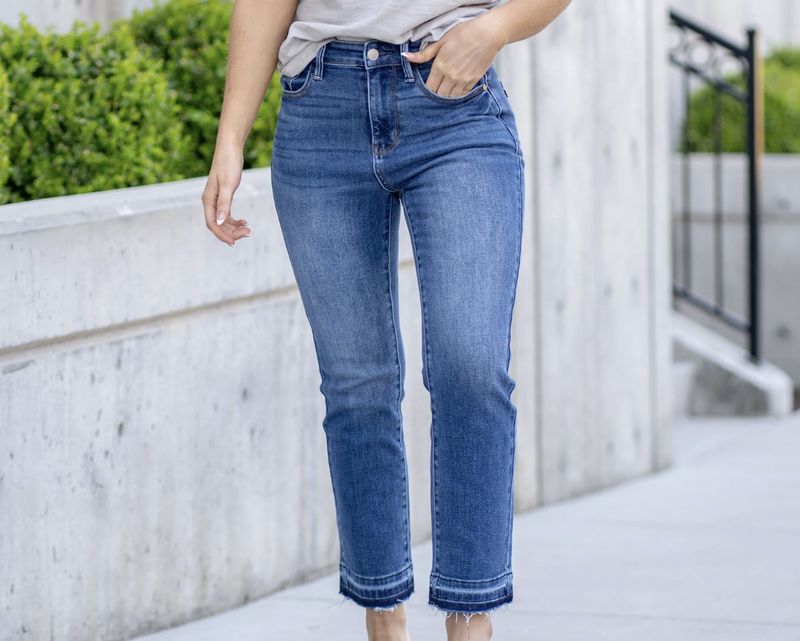 Judy Blue High Waist Release Hem Kick Flare