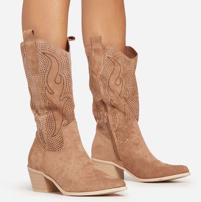 Camel Color Calf high Cowboy Boots