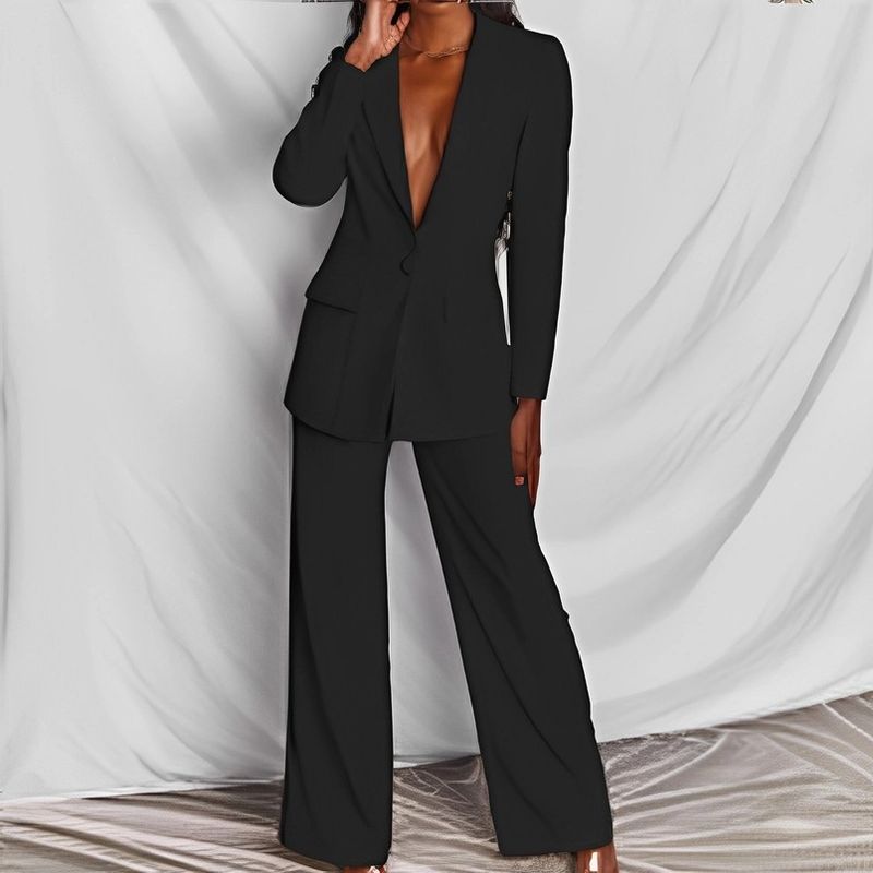 Casual Long Sleeve Trouser Suit Two Piece Set