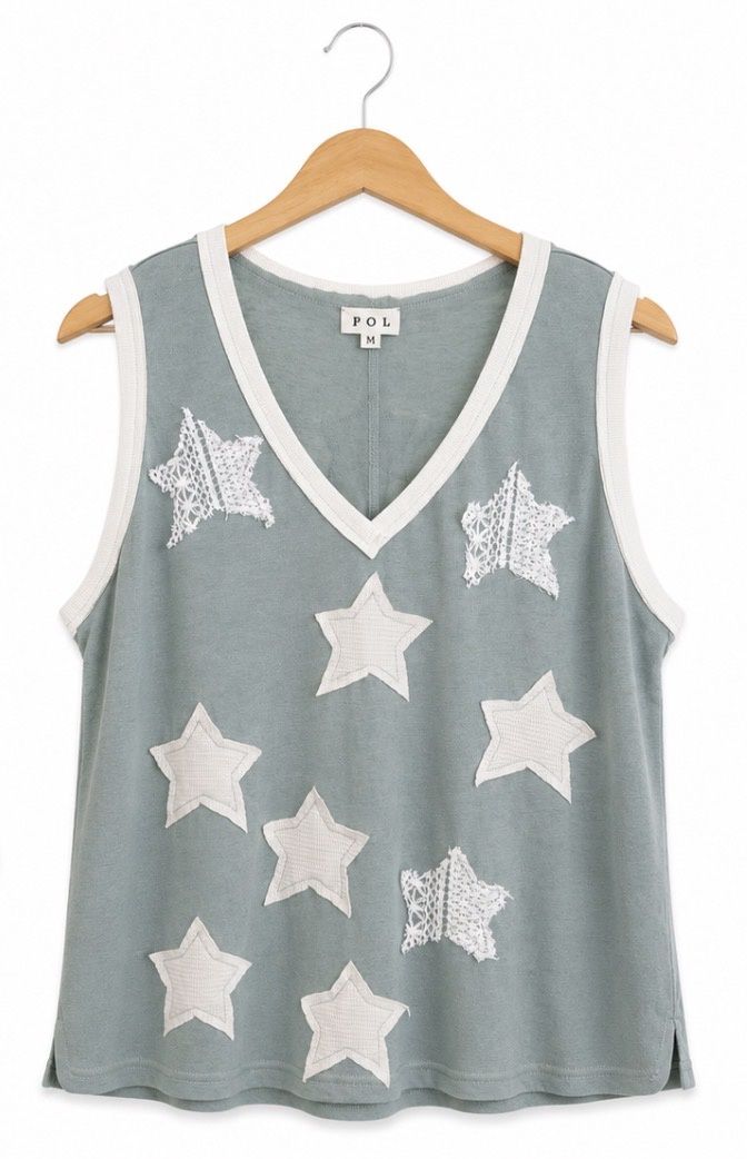 UKT286 Star Knit Tank Top