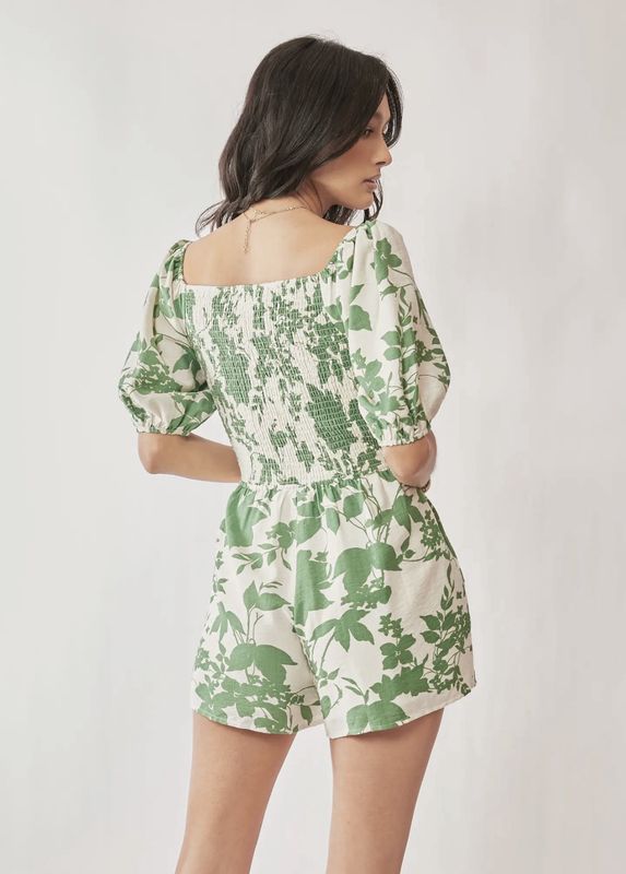 Green Floral Romper