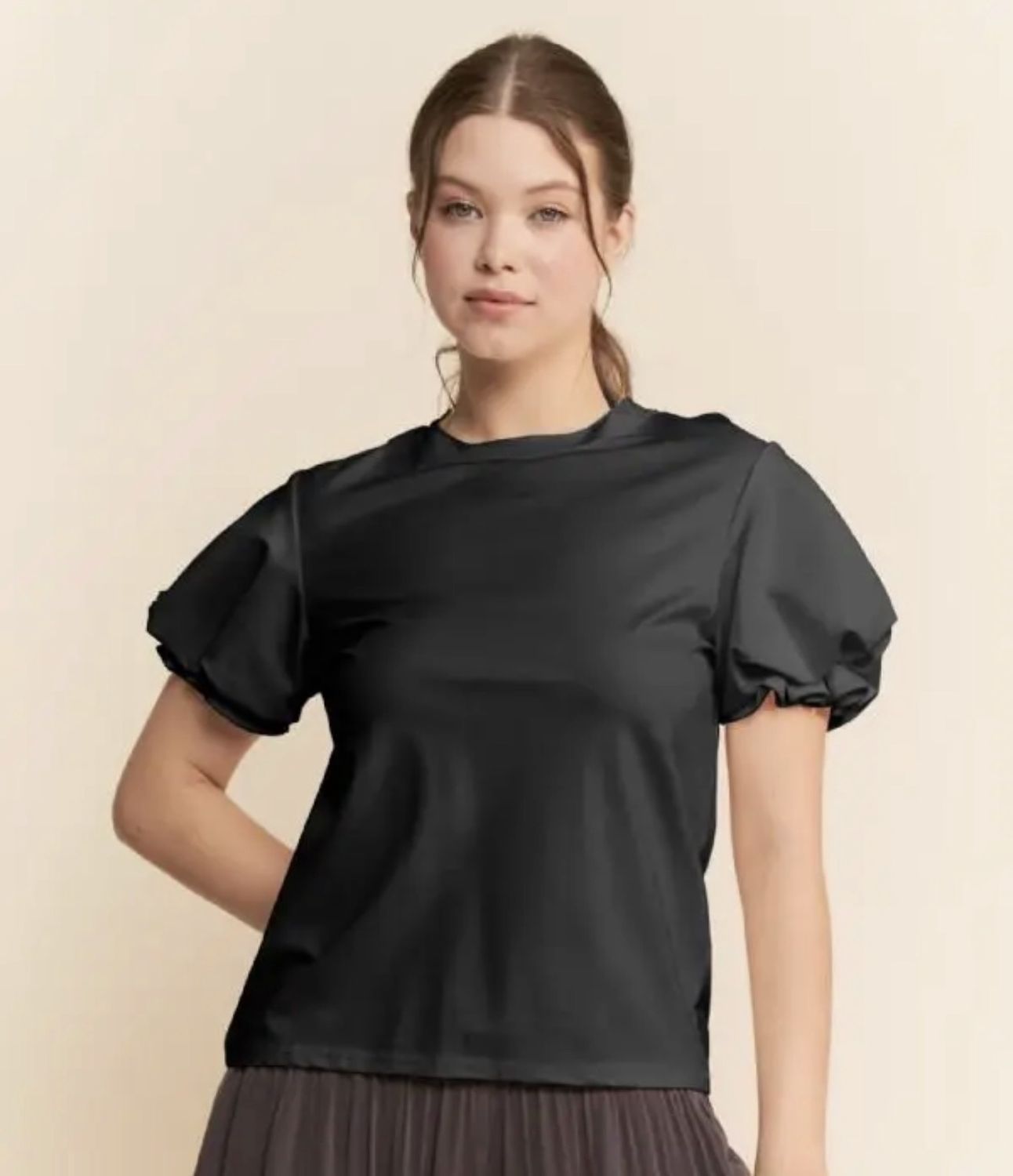 Puff Short Sleeve Crew Neck Top