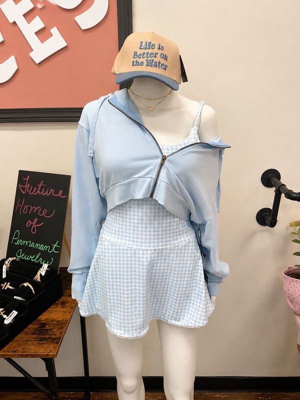 Gingham Print Lace Trim Ruffle Mini Dress