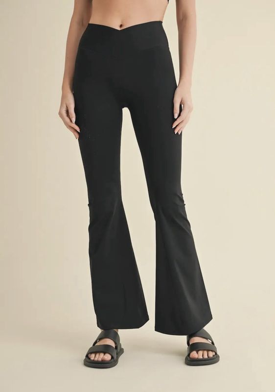 High Waist Crossover Flare Leggings