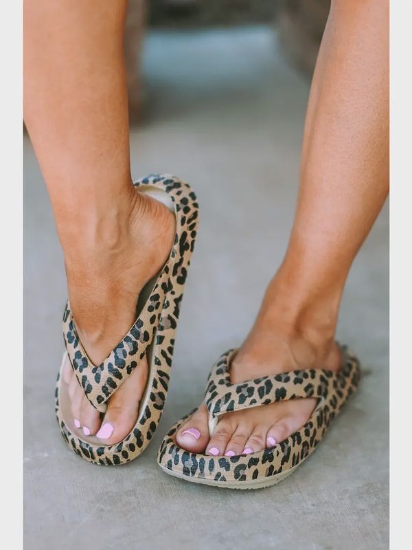 Leopard Thick Sole Flip Flops