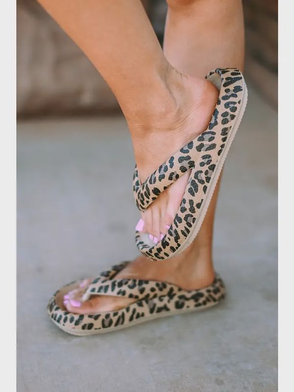 Leopard Thick Sole Flip Flops