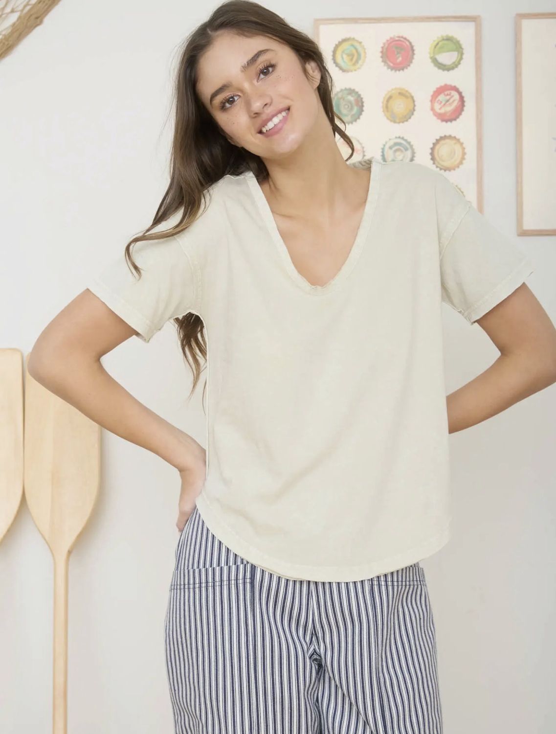 Washed Scoop Neck Raw Edge Knit Top