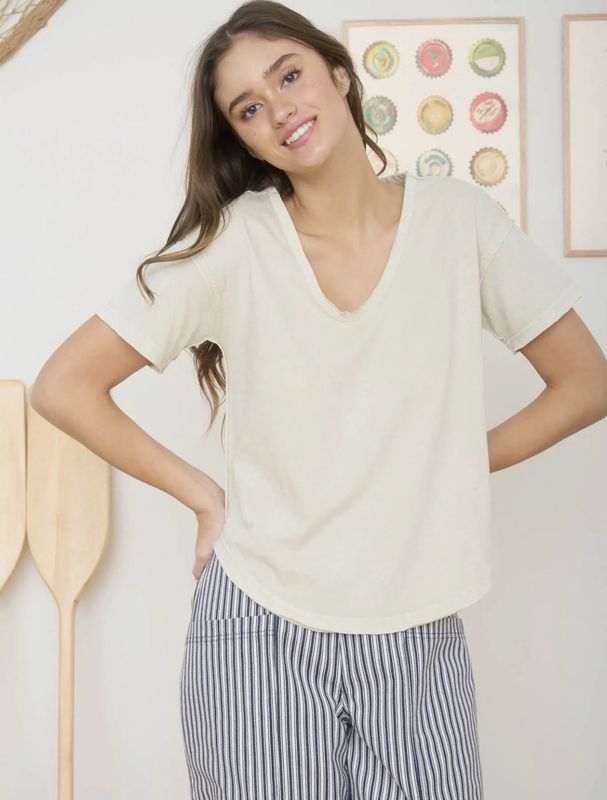 Washed Scoop Neck Raw Edge Knit Top