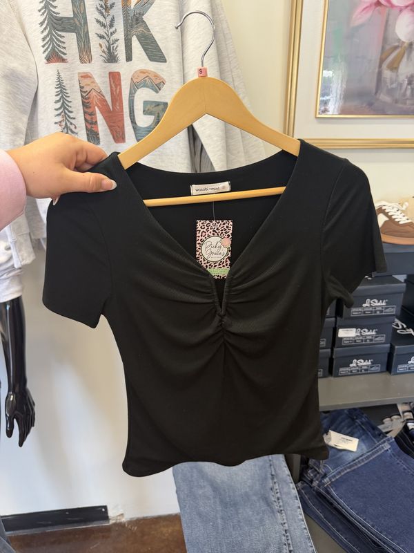 Double Layered Ribbed V Wire Top- Black
