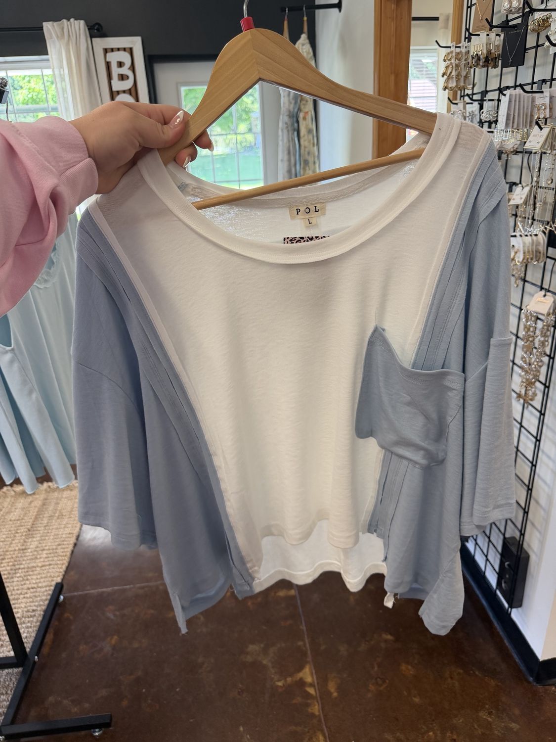 POL Sky Blue Multi Top
